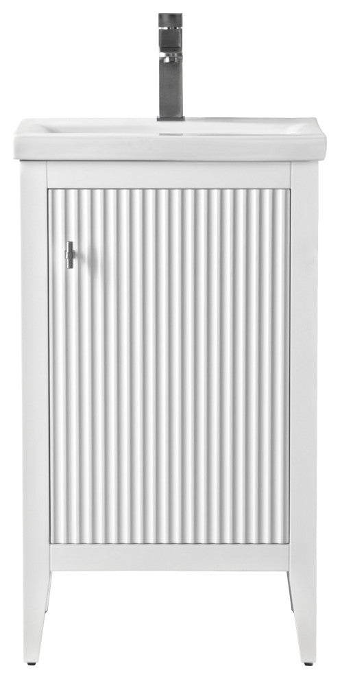 Vanity Art Freestanding Vanity, White, 20", Single Sink, Brushed Nickel