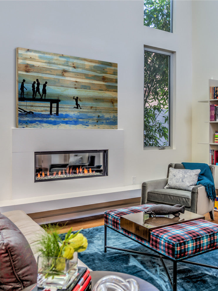 "Feet First" Print on Natural Pine Wood, 36"x24"