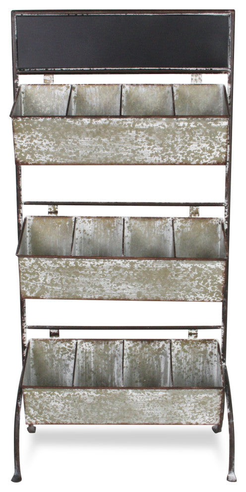 Galvanized 3 Tier Storage With 12 Compartments And Chalkboard