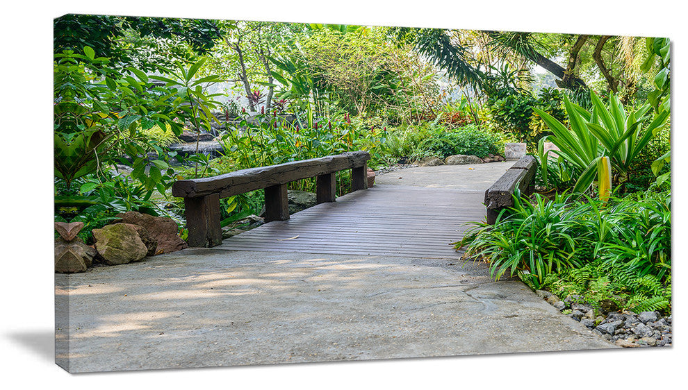 Stone Pathway into Garden, Landscape Canvas Art Print, 32"x16"