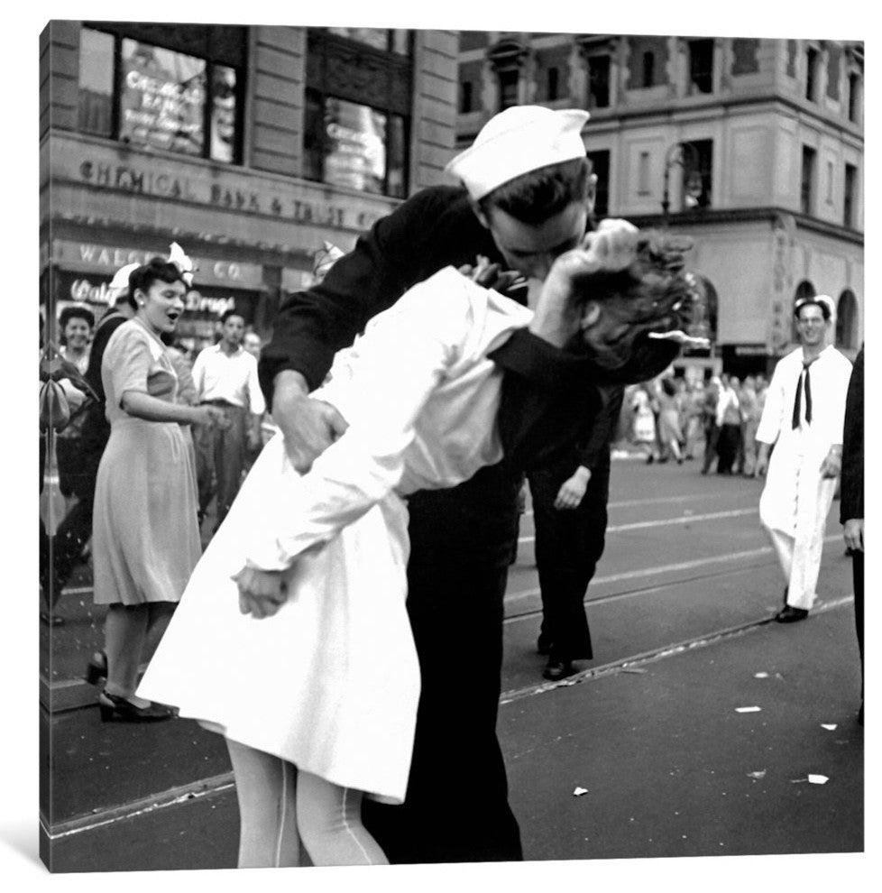 "Kissing The War Goodbye - V-J Day " Wrapped Canvas Print, 12x12x1.5