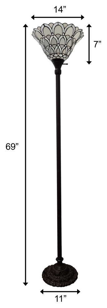 Tiffany Style Jeweled Torchiere Floor Lamp 69" Tall
