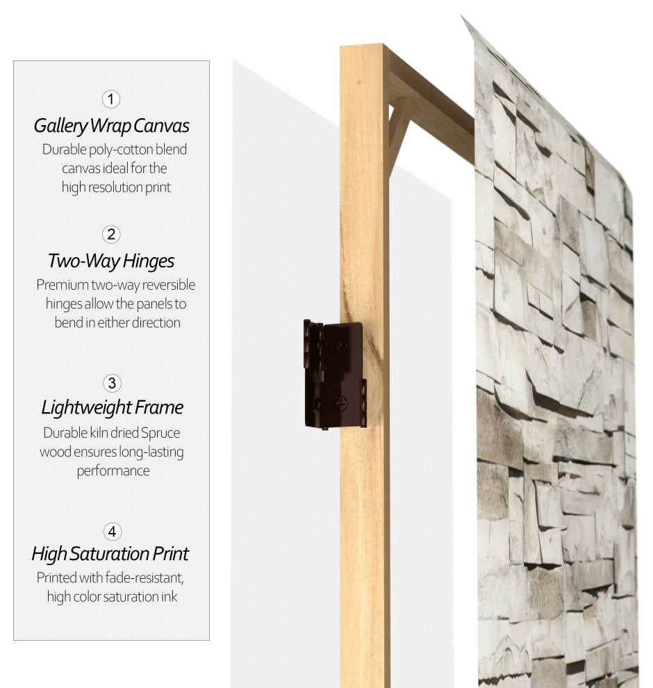 6' Tall Double Sided Stone Wall Canvas Room Divider