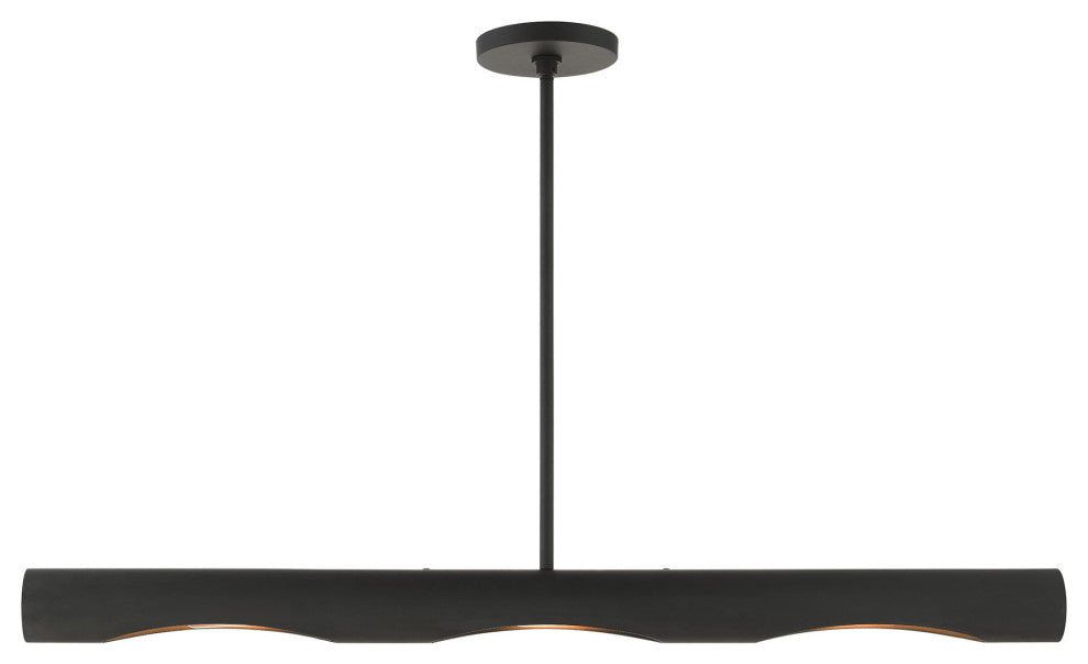 Black Contemporary, Minimal, Industrial, Urban, Sleek Linear Chandelier