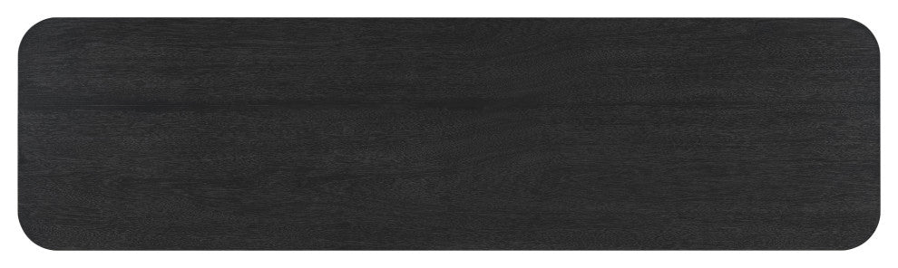 GDF Studio Wood Console Table With Curved Corners, U-Base, Black