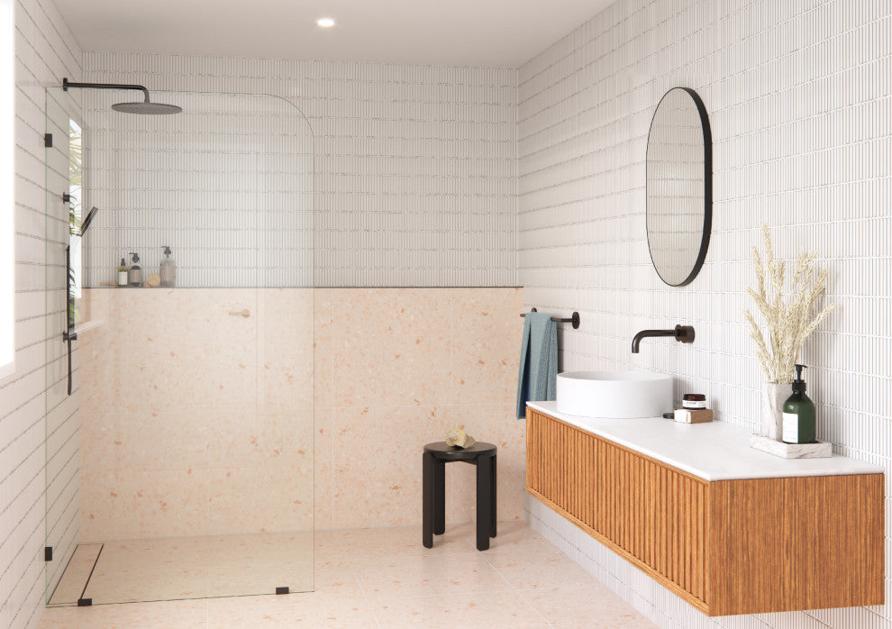 40"x78" Frameless Shower Door Single Fixed Panel Radius, Matte Black