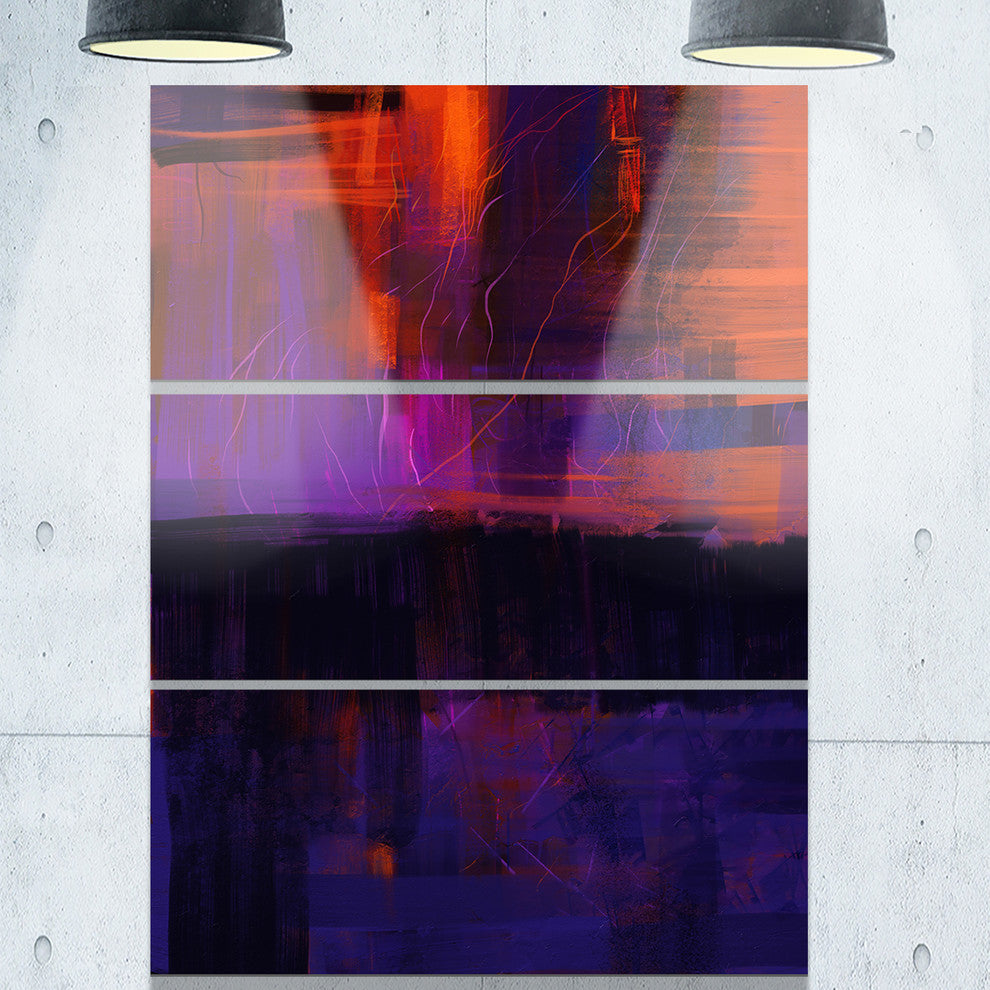 "Blue Vs Red Textures" Glossy Metal Wall Art, 3 Panels, 28"x36"