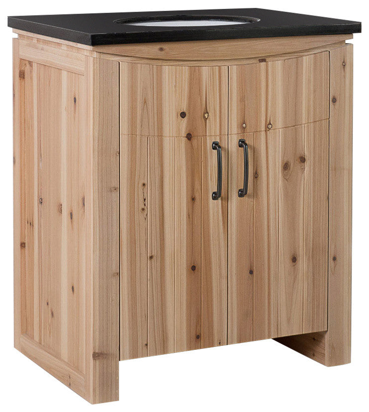Wallace Solid Fir Single-Sink Vanity, 30", Black Galaxy Top
