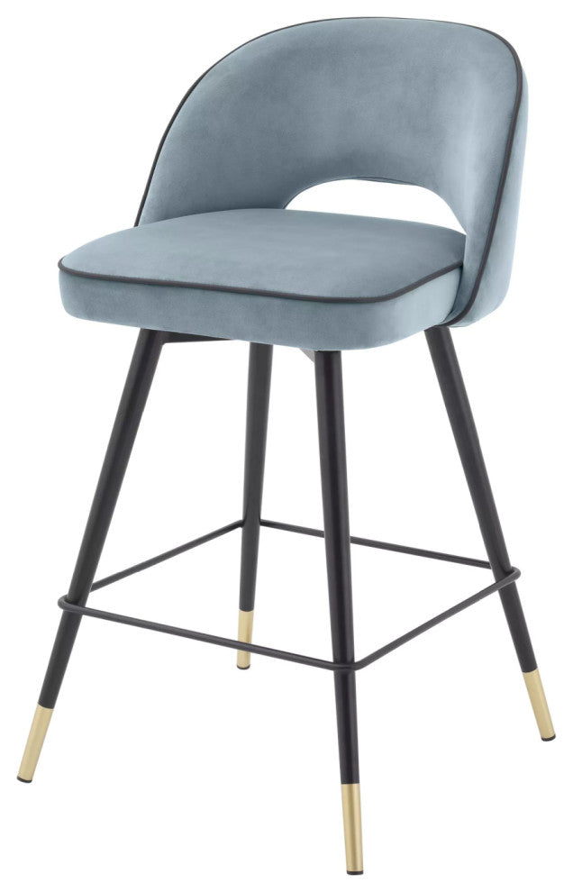 Upholstered Swivel Counter Stool Set (2) | Eichholtz Cliff, Blue