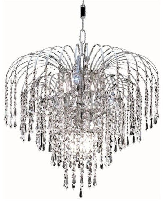 Elegant Falls Dining Room Light, Chrome Finish With Royal Cut Crystal
