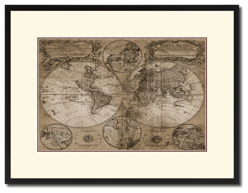 World Vintage Sepia Map Canvas Print, 16"x21"