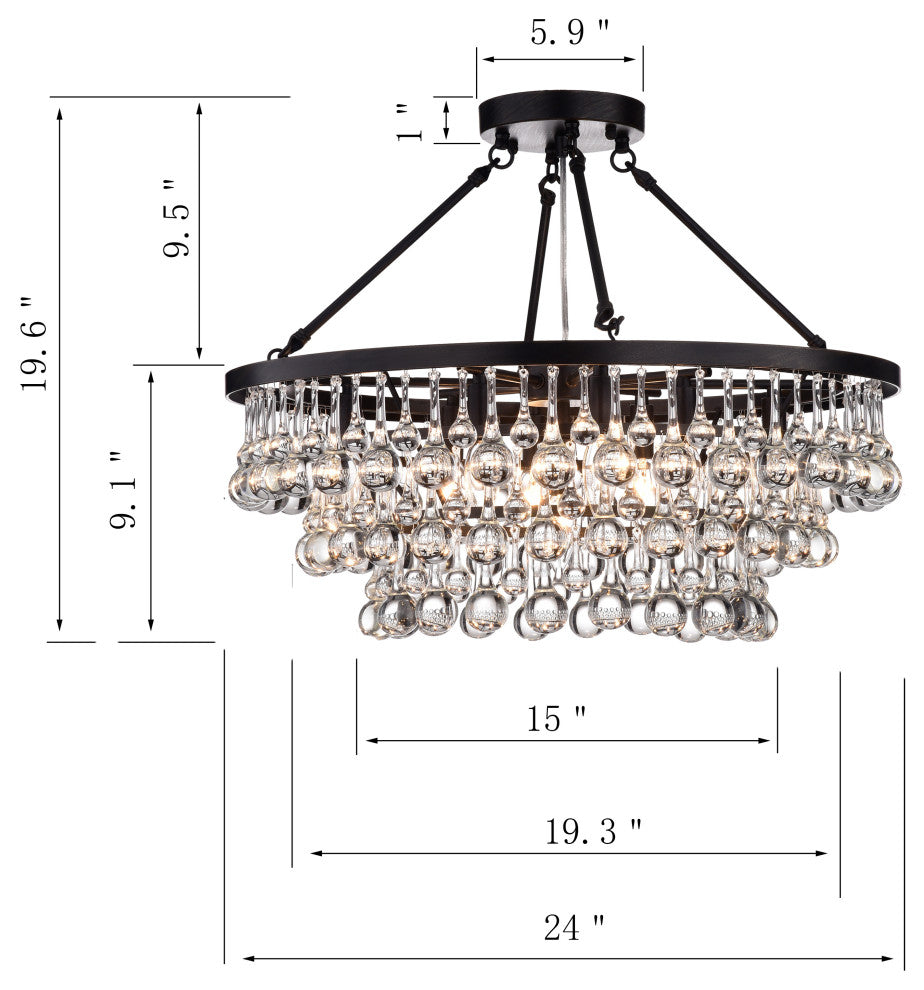 Arosa 9-Light Black Semi Flush Mount