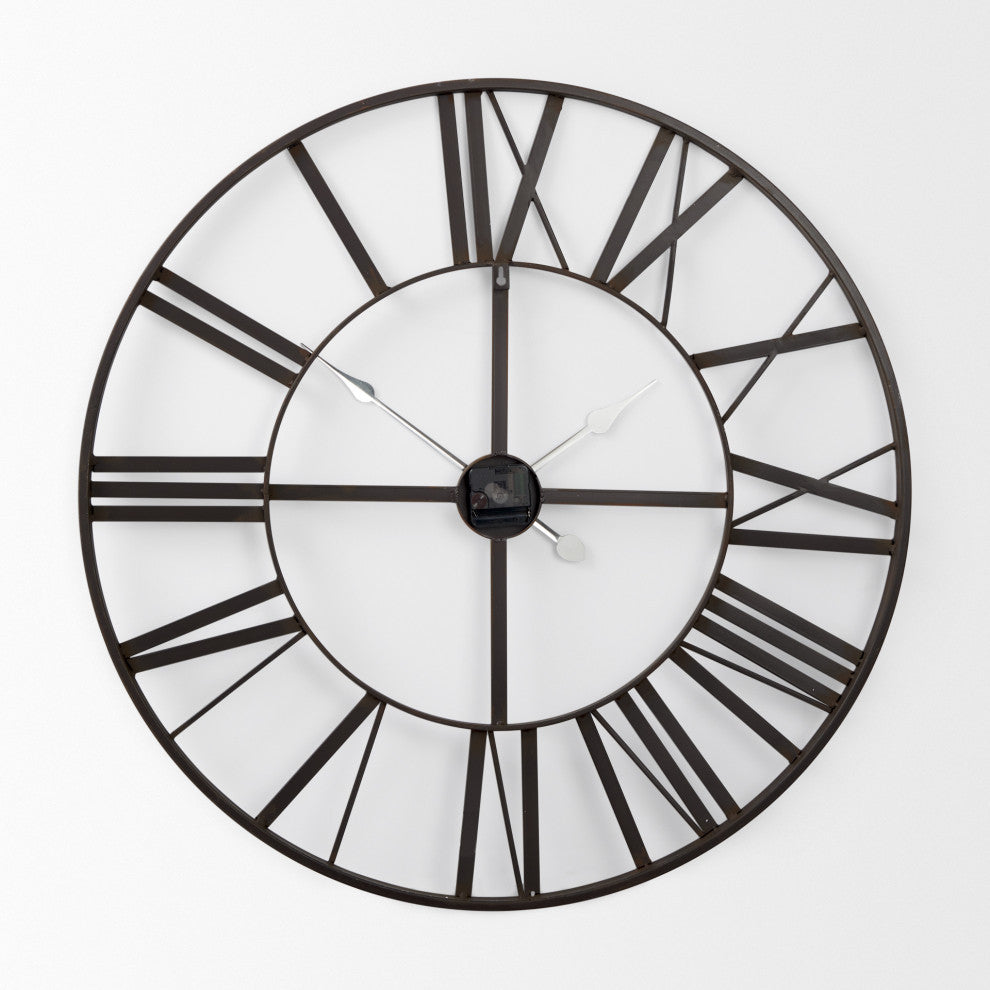 Pender Matte Black Iron 30" Round Wall Clock