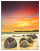 "Fantastic Moeraki Boulders View at Sunset" Metal Wall Art, 3 Panels, 28"x36"