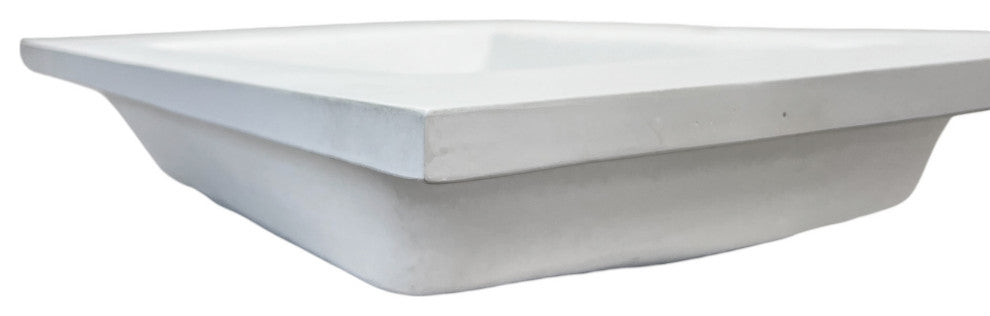 31" Single Concrete Rectangular Sink Top with Rectangle Sink, White