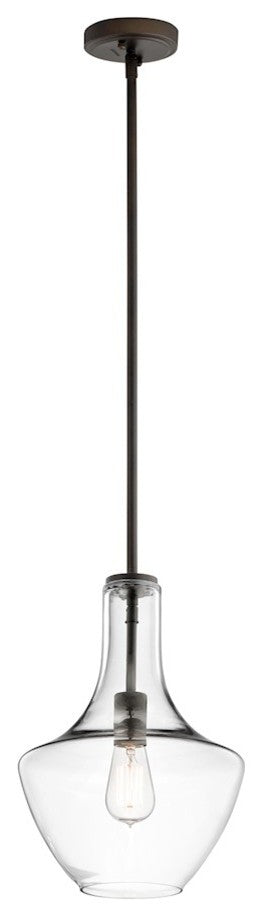 Everly Pendant 1-Light, Finish: Olde Bronze, Glass: Clear