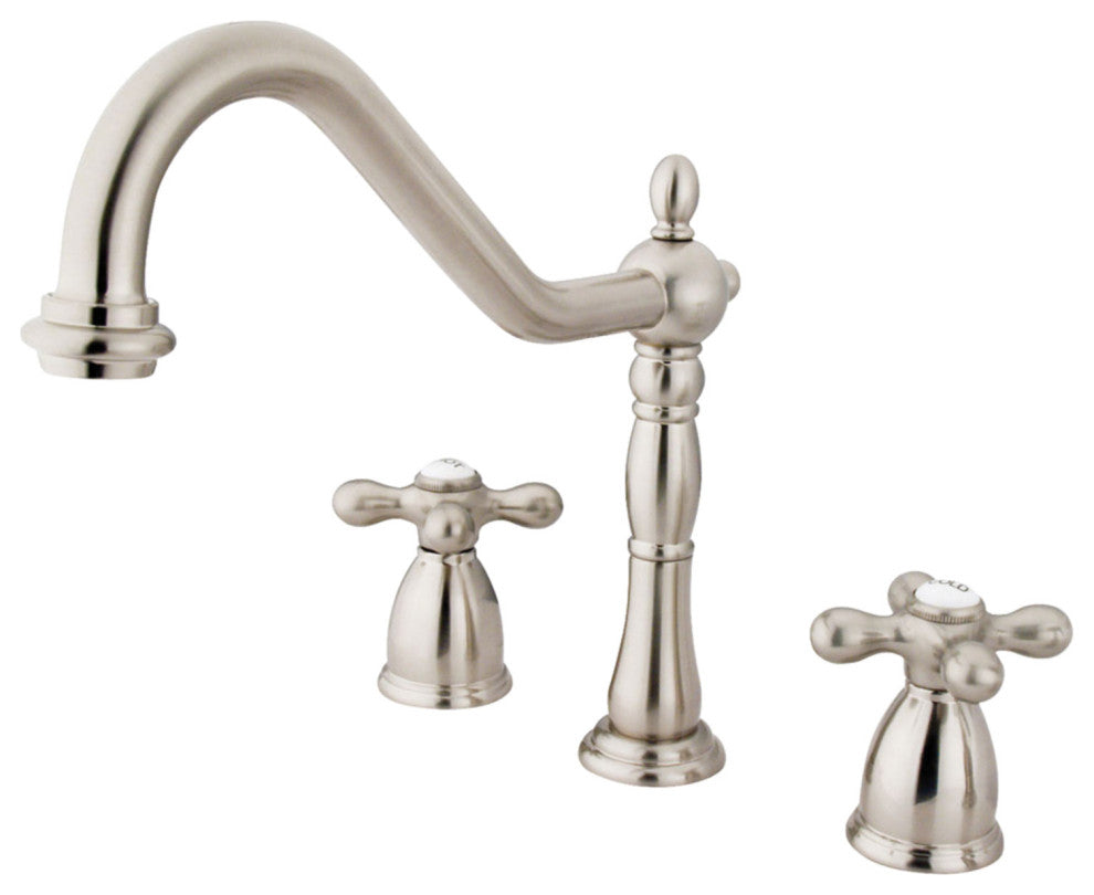Kingston Brass Widespread Kitchen Faucet, Brushed Nickel