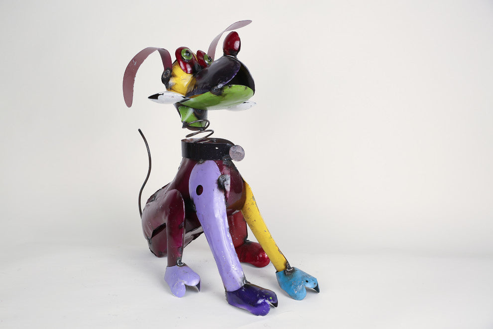 Recycled Metal Pluto Dog, Multi-Colored, Large