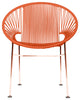 Concha Indoor/Outdoor Handmade Dining Chair, Orange Weave, Copper Frame