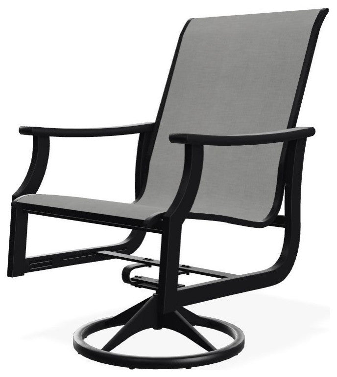 St. Catherine Sling Outdoor Swivel Rocker, Alloy/Black