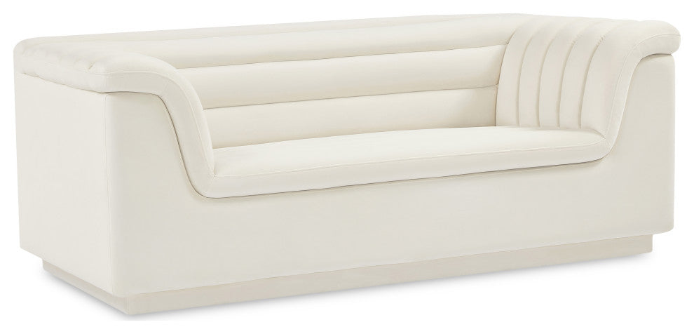 Cascade Upholstered Set, Cream, Velvet, Loveseat