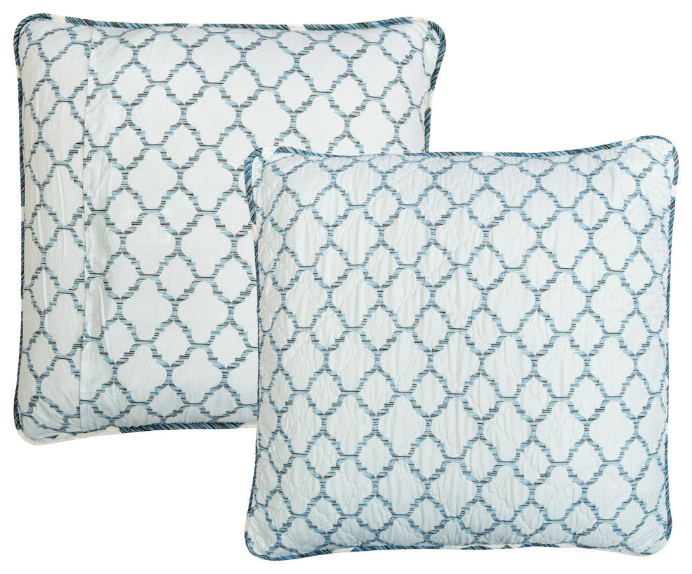 Honor Quilted 7 Piece Bed Spread Set, Blue, Queen