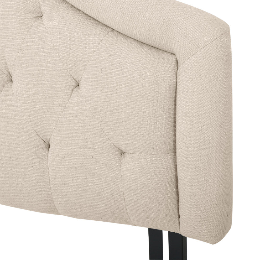 GDF Studio Celina Queen Size Headboard w/ Button Tufted Accent, Light Beige