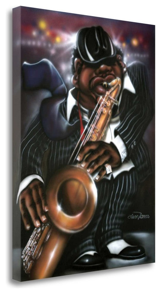 "Jazzman Moe" By Leonard Jones,Ready to Hang Giclee Print on Gallery Wrap Canvas