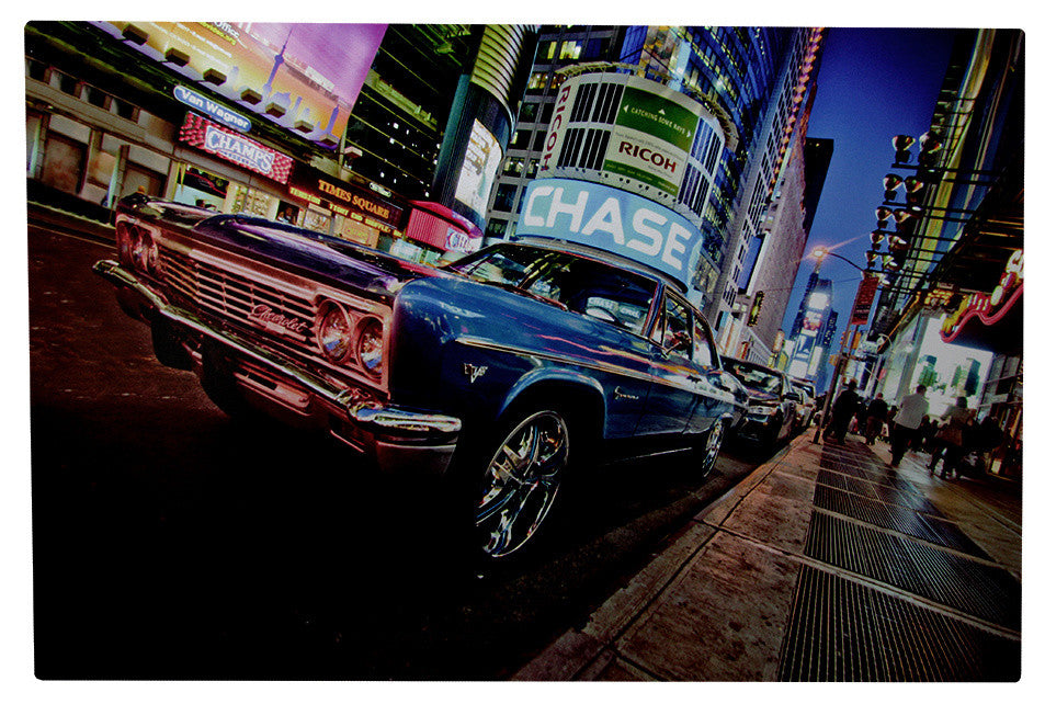 Battery Operated 8 LED NYC Time Square Classic Car Canvas Wall Hanging, 23.5"