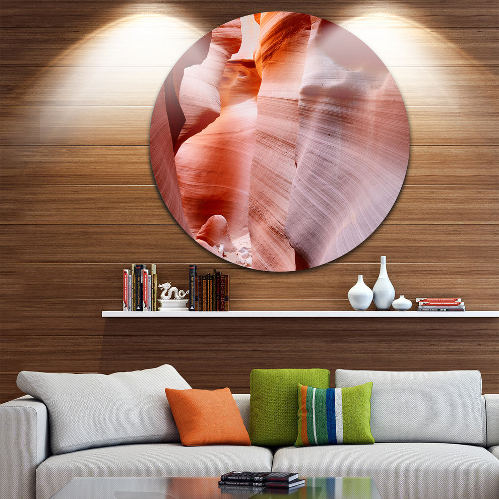 Sun Rays In Antelope Canyon, Landscape Photo Round Metal Wall Art, 38"