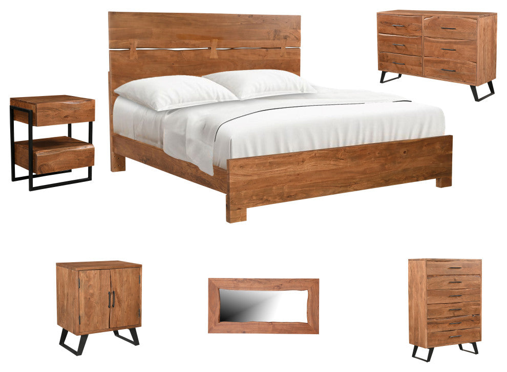 Lydia Live Edge Solid Wood Panel Bed, King, 56" H