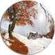 Sudden Snow In First Autumn, Landscape Photo Disc Metal Artwork, 11"
