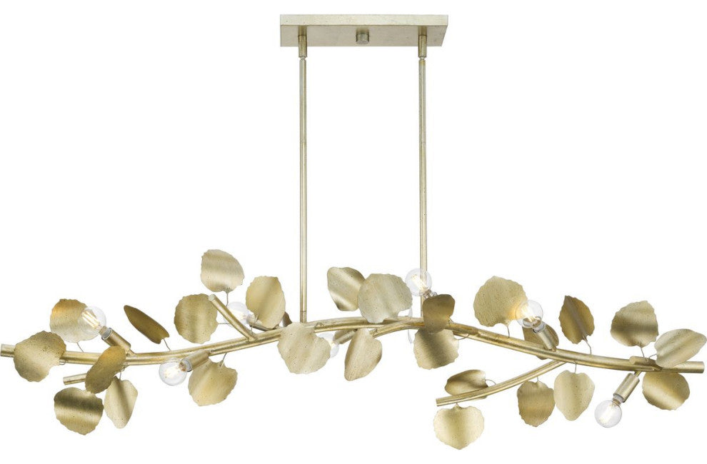 Laurel Collection 7-Light Island Linear Chandelier Light, Gilded Silver