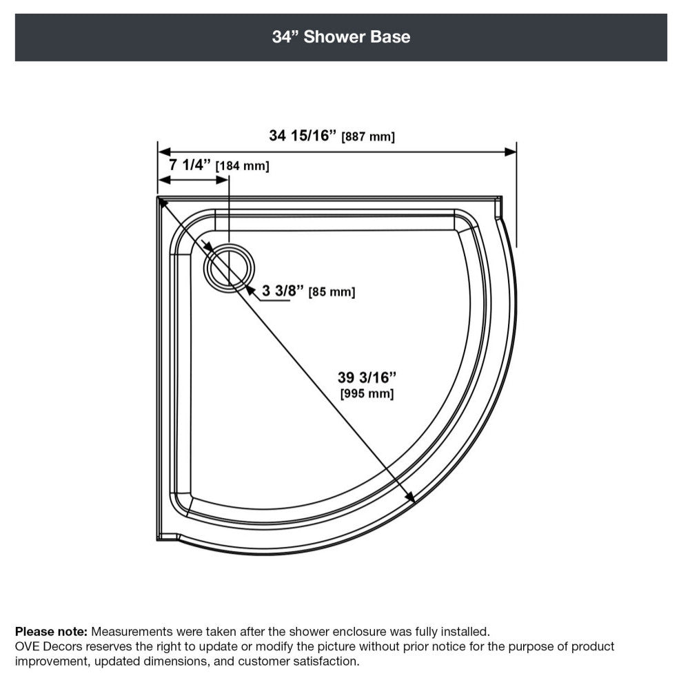 OVE Decors Breeze 34 in. Shower Kit w/ Walls,Base,Clear and Chrome Finish