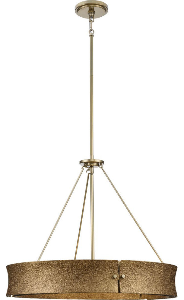 Lusail Collection Soft Gold Luxe Industrial Chandelier, 5-Light