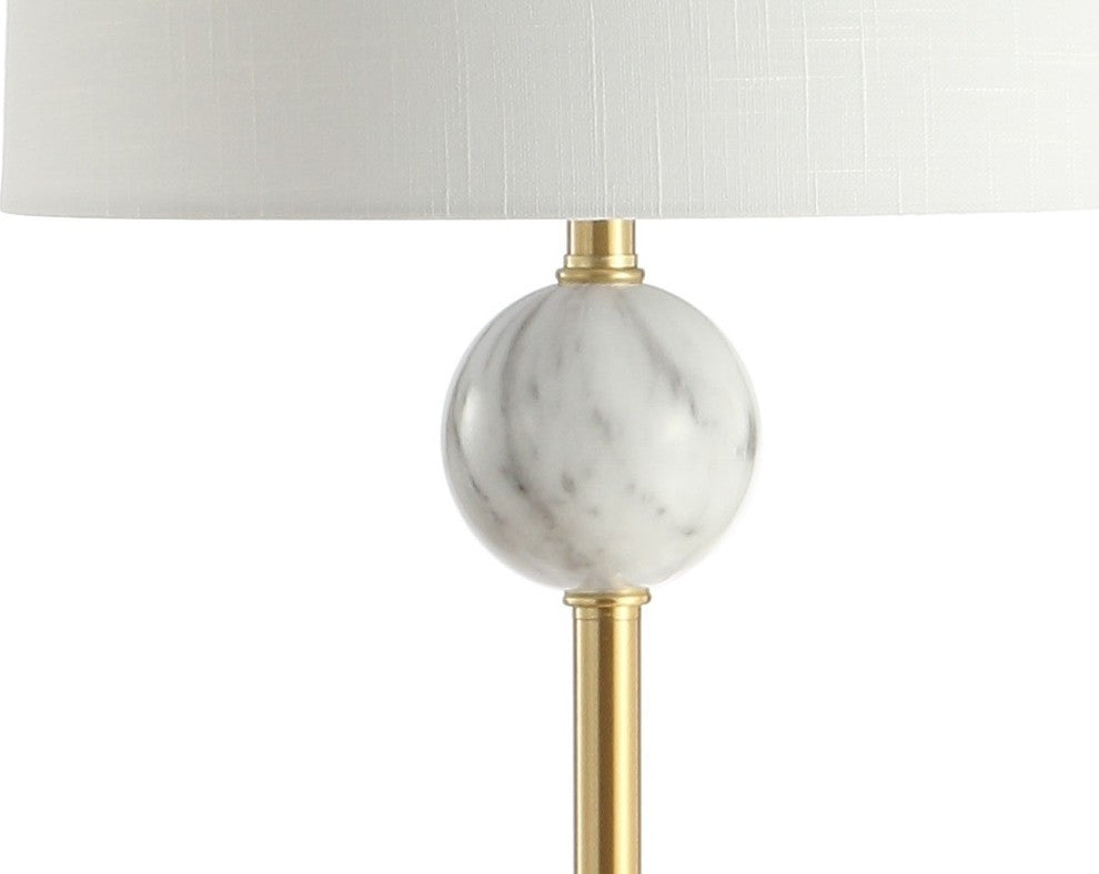 Vaughn 60" Modern Metal and Resin LED Floor Lamp, Brass Gold and White