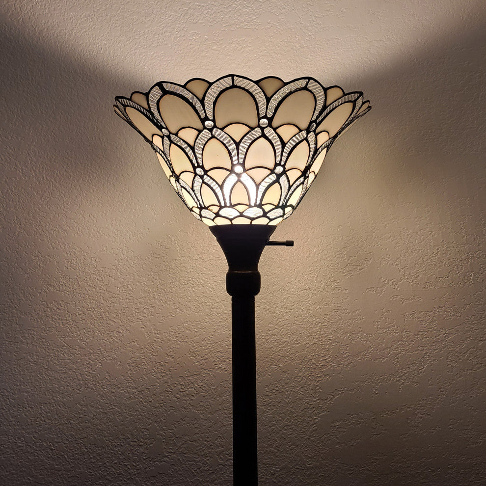 Tiffany Style Jeweled Torchiere Floor Lamp 69" Tall