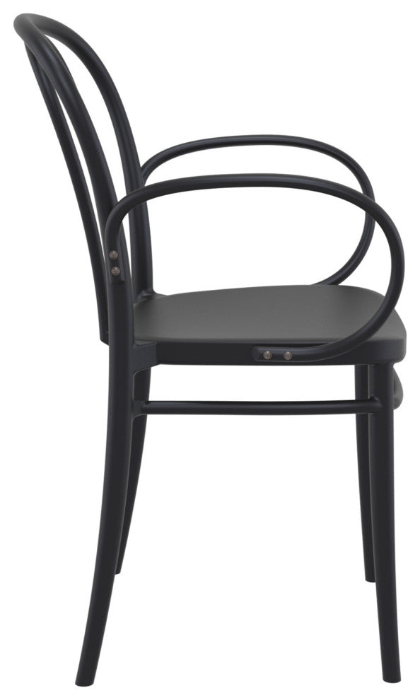 Victor XL Resin Outdoor Arm Chair Black, Set of 2