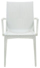 LeisureMod Weave Mace Indoor/Outdoor Dining Armchairs, Set of 2, White