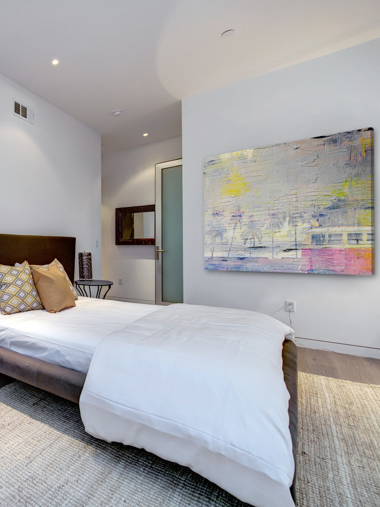 "Palms at Sunset" Painting Print on Wrapped Canvas, 45"x30"