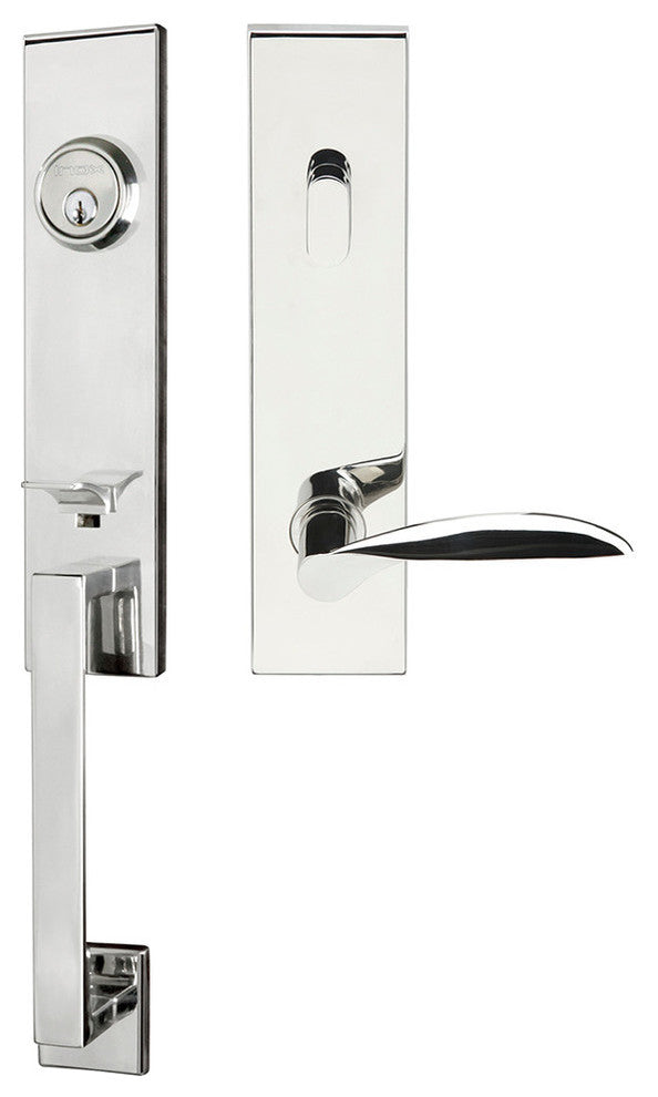 Stratus Lever, Tubular Entry Handleset, RHR, Polished Stainless Steel