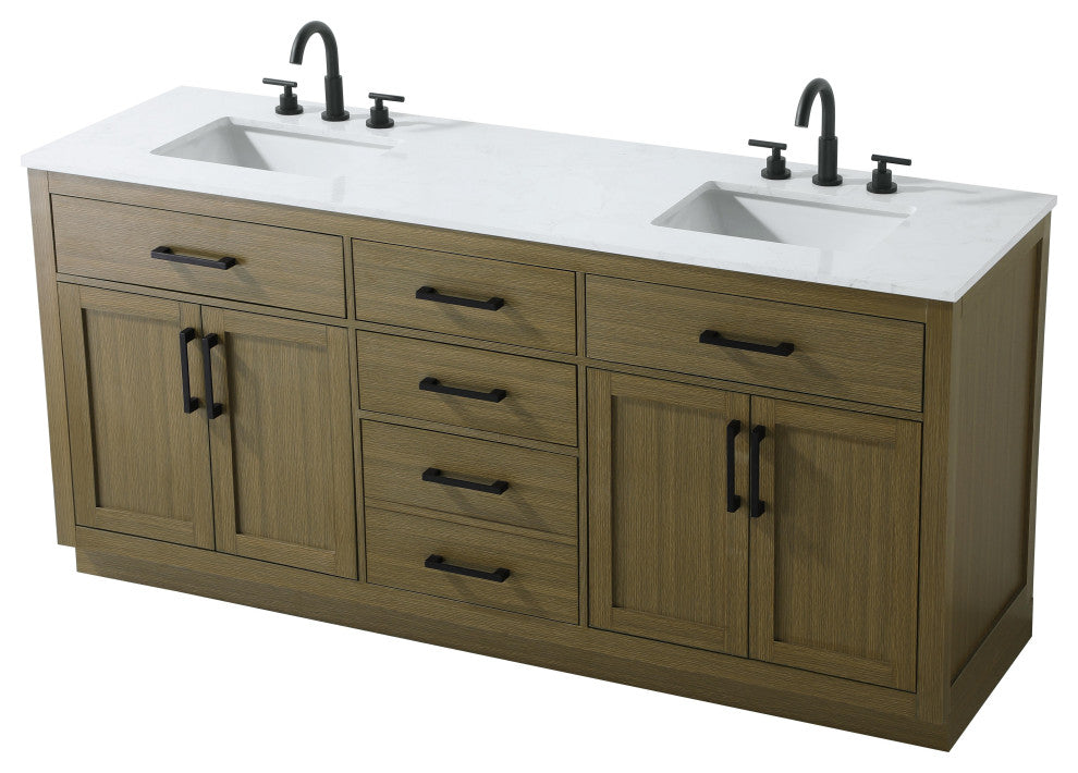 Home Living 72" Double Bathroom Vanity, Chestnut Brown