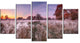 "Frosty Fall Trees With Red Leaves" Landscape Wall Art, 5 Panels, 60"x32"