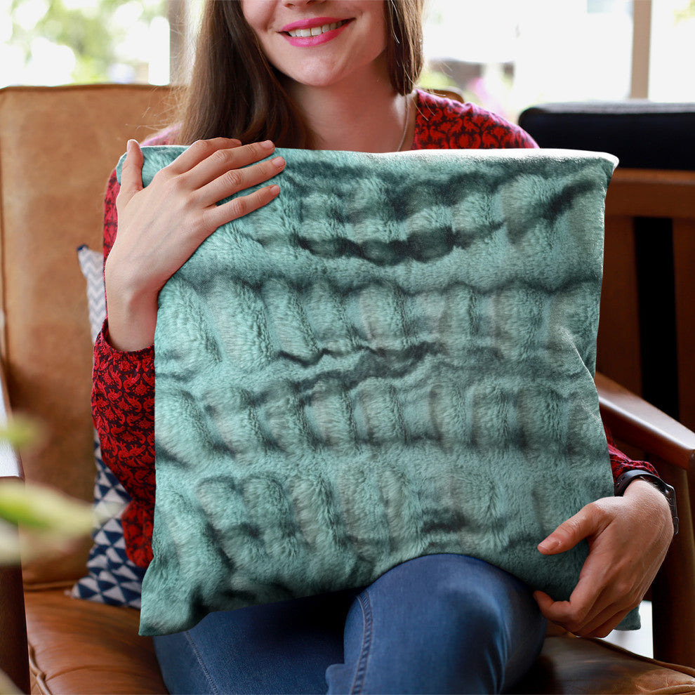 Plutus Teal Sherpa Faux Fur Luxury Throw Pillow, Teal, 22" x 22"