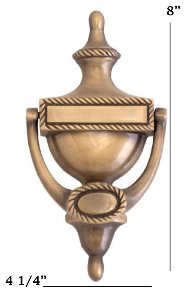 Rope Door Knocker 8", Antique Brass