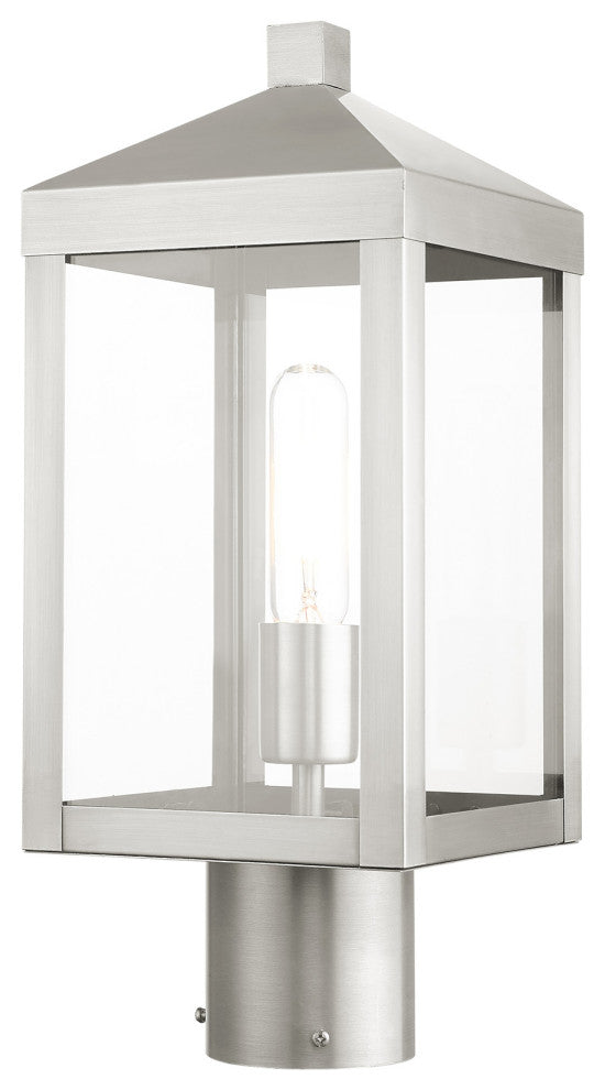 Livex Lighting Nyack 1 Light Brushed Nickel Small Outdoor Post Top Lantern