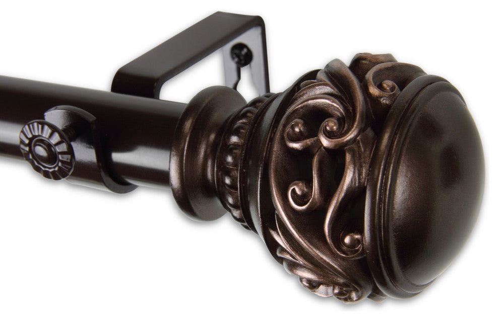 Claudia 1" Curtain Rod, Bronze, 28"-48"