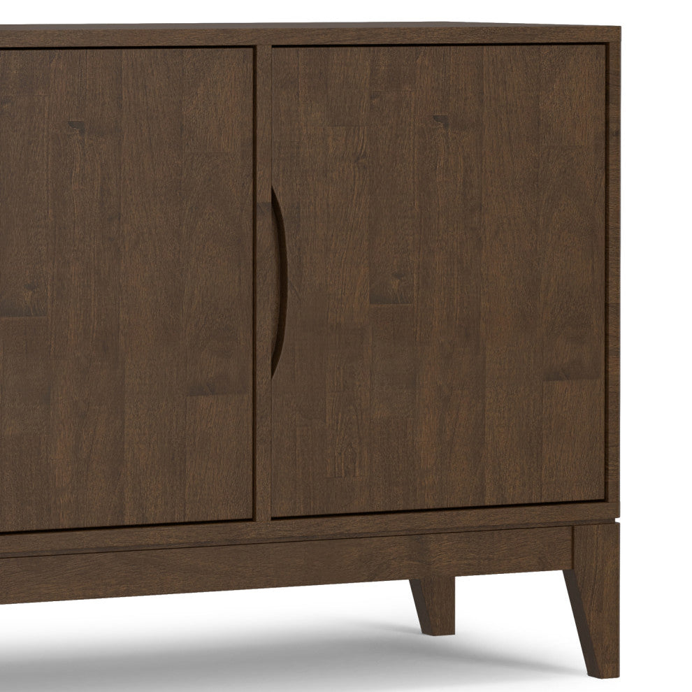 Harper Solid Hardwood 3 Door Sideboard Buffet / Storage Cabinet, Walnut Brown