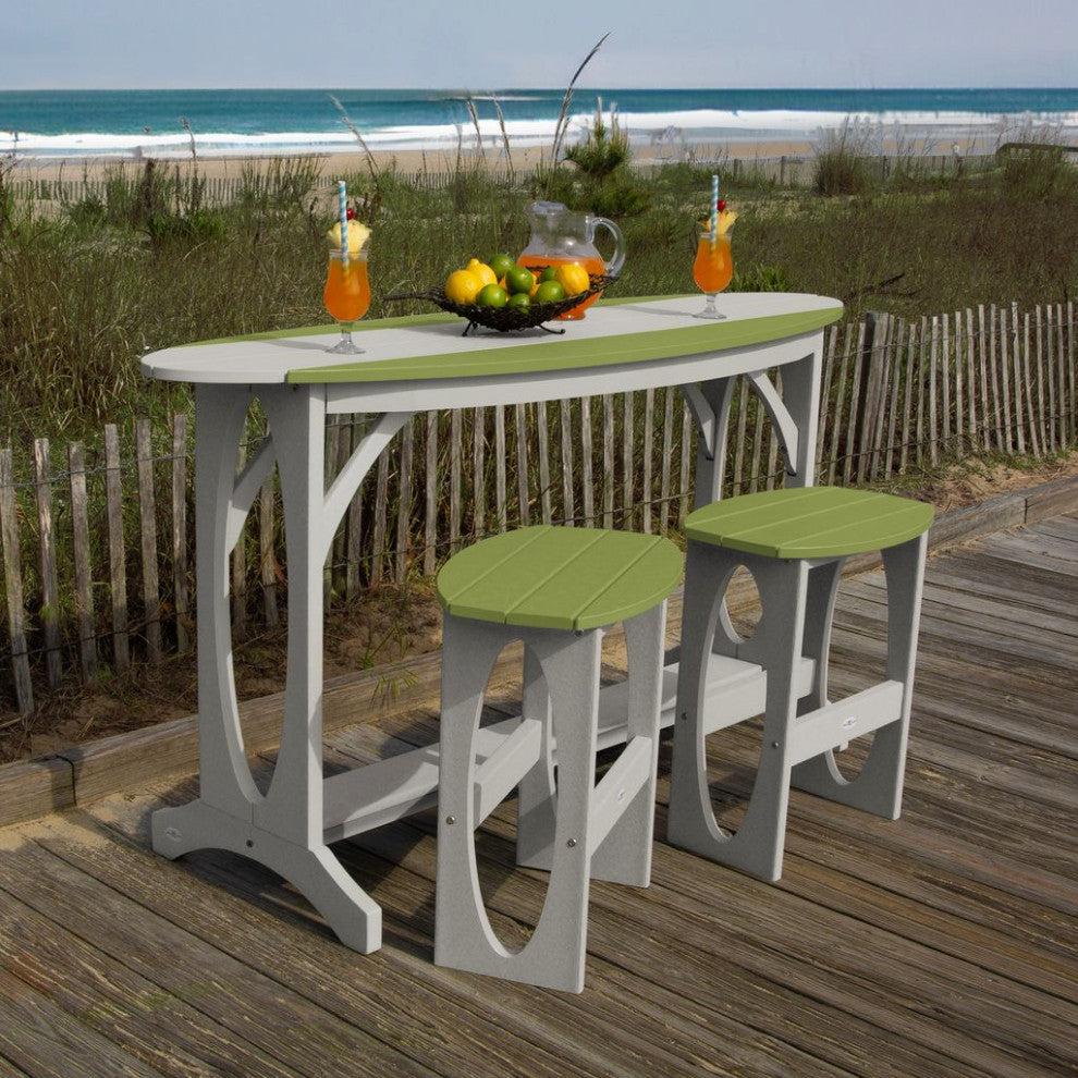 Shoreline 3-Piece Bar Height Balcony Set, Gray and Palm Green