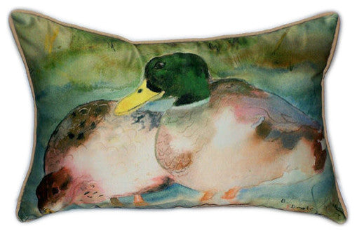Pair of Betsy Drake Mallards Large Pillows 15 Inch x 22 Inch
